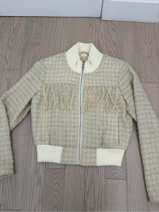 MOTHER Jackets & Blazers - MOTHER Cream Fringe Tweed Bomber Jacket